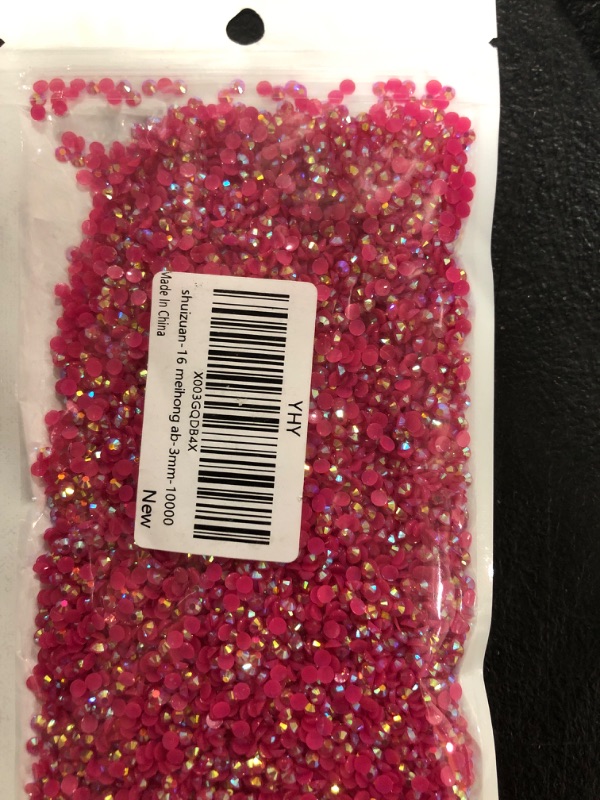 Photo 2 of 10000 Pieces 3mm Resin Rhinestone Round Flatback Jelly AB Resin Rhinestone Loose Glitter Diamond Stone for DIY Nail Art, Makeup, Bottles, Tumblers, Craft Decoration (Rose Red AB)