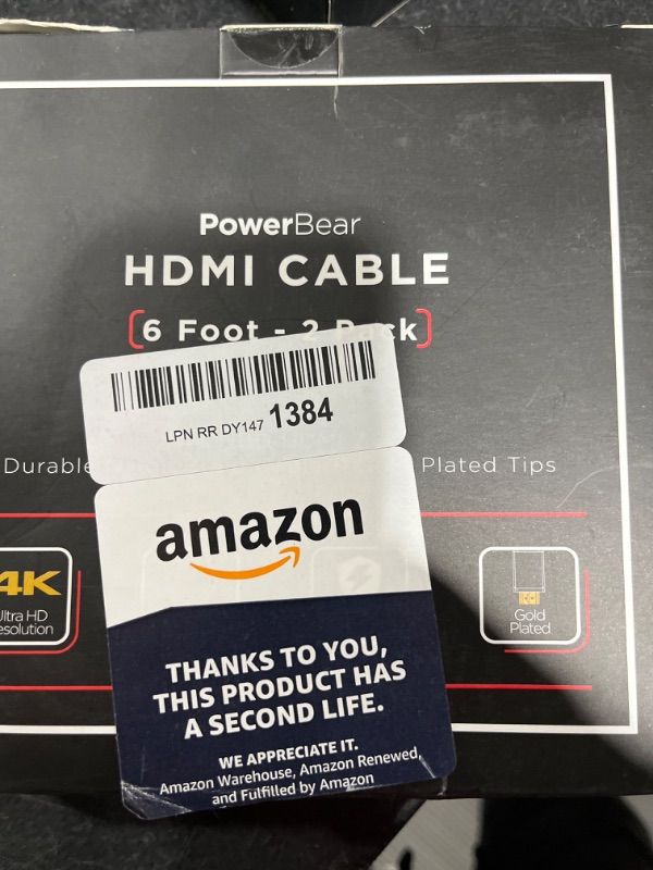 Photo 2 of PowerBear 4K HDMI Cable 15 ft | High Speed Hdmi Cables, Braided Nylon & Gold Connectors, 4K @ 60Hz, Ultra HD, 2K, 1080P, ARC & CL3 Rated | for Laptop, Monitor, PS5, PS4, Xbox One, Fire TV, & More 1 15 ft