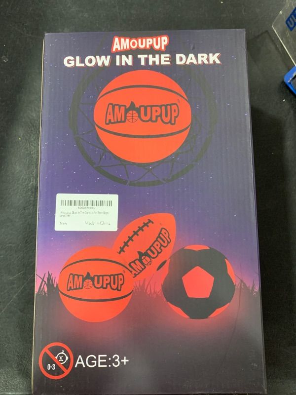 Photo 2 of Amoupup Glow in The Dark Basketball Sports Gifts Light Up Led Football Basketball with Led Lights and Batteries - Kids Gifts Good Gift Ideas for Teen Boys and Girls