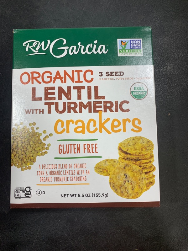 Photo 2 of RW Garcia Organic Lentil With Turmeric Crackers - Case of 6/5.5 oz