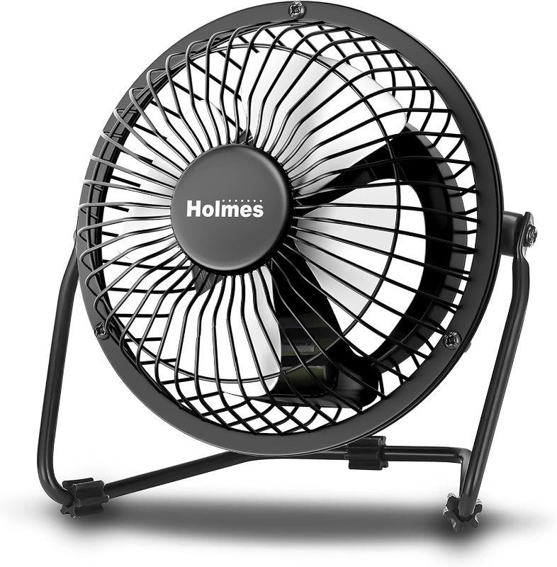 Photo 1 of 
HOLMES 4" Mini High-Velocity Personal Desk Fan, 4 Blades, Adjustable 360° Head Tilt, Durable Metal Construction, Single Speed, Ideal for Home, Dorm...