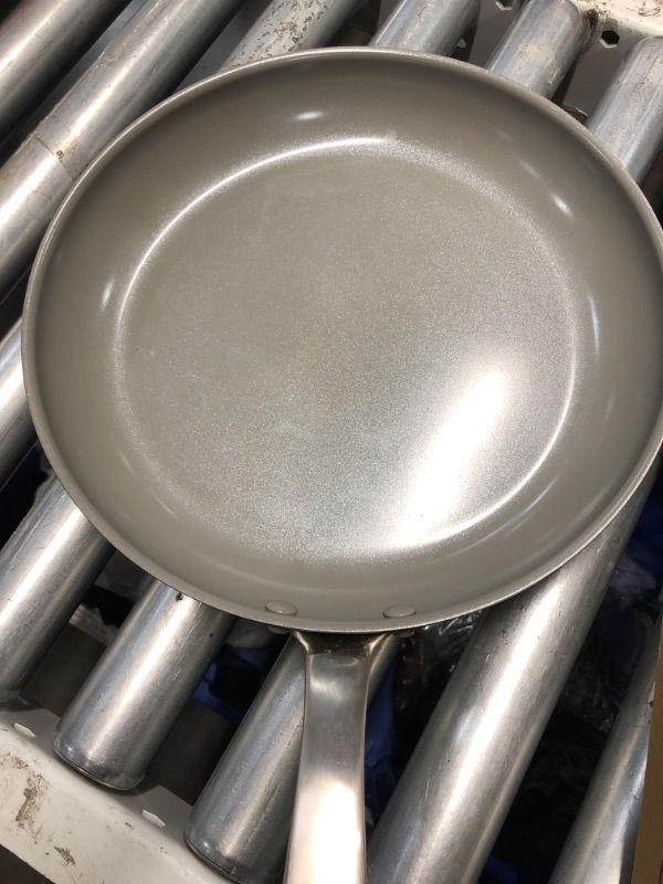 Photo 2 of ***(heavily used/ minor damage/ see notes) **
GreenPan Lima Ceramic Hard Anodized 12" Frying Pan Skillet with Lid, PFAS/PFOA-Free Nontoxic Pots and Pans, Oven & Broiler Safe, Stainless Steel Handle, Cookware for Eggs & Omelet, Gray