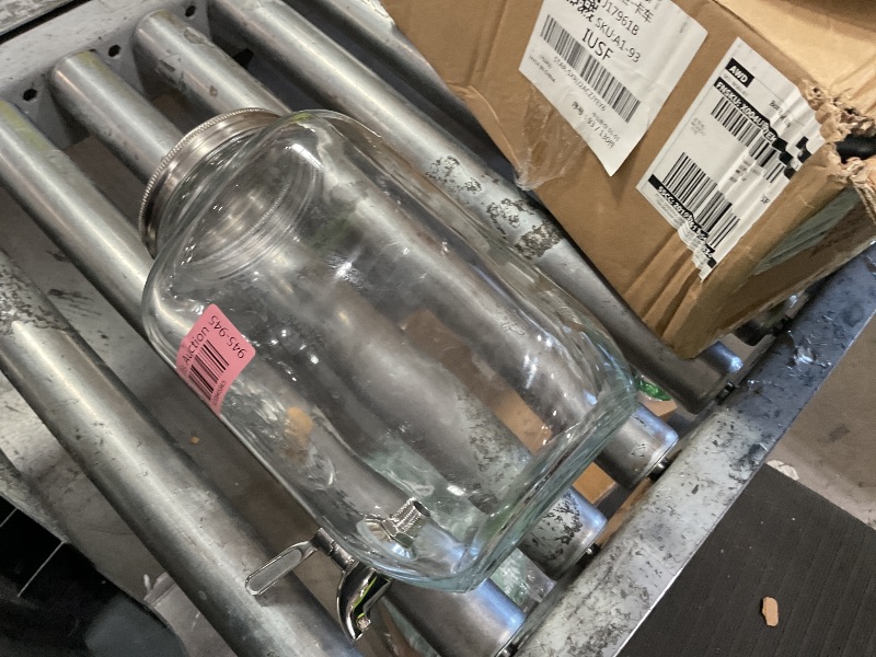 Photo 1 of 1 Gallon Glass Beverage Dispenser with Lid, Stainless Steel Spigot, Glass Drink Dispensers for Parties, Lemonade Dispenser With Ice Cylinder for Weddings, Party,Sun Tea Jar, Water Juice Dispensers