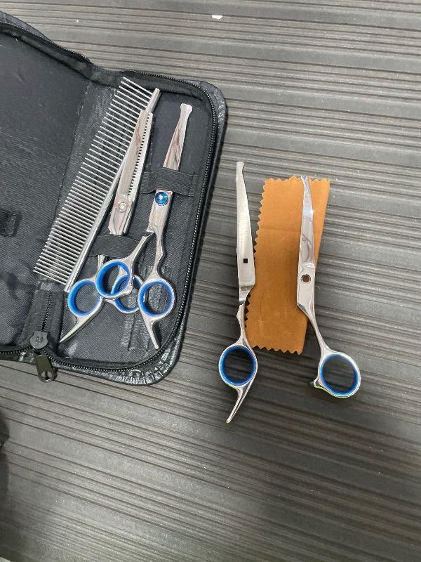 Photo 1 of ***SEE NOTES****GLADOG Professional 5 in 1 Dog Grooming Scissors Set with Safety Round Tips, Sharp and Heavy-duty Pet Grooming Shears for Cats