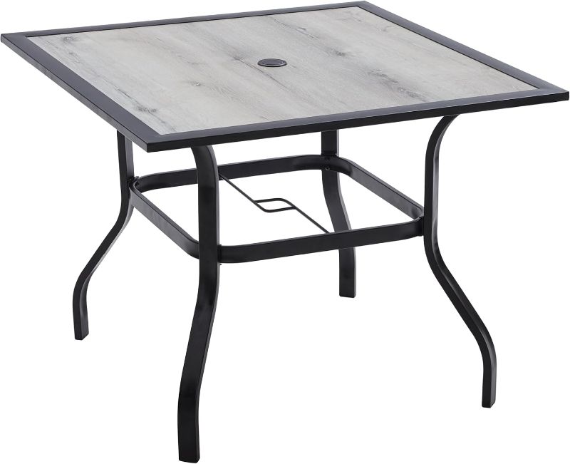 Photo 1 of * MISSING PARTS* VICLLAX Outdoor Patio Metal Dining Table with Umbrella Hole- Outdoor Patio Garden Furniture (4 Seats, Grey)
