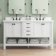 Photo 1 of allen + roth Kingscote 60-in White Undermount Double Sink Bathroom Vanity with White Engineered Stone Top
