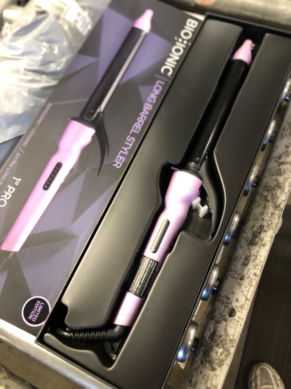 Photo 1 of BIO IONIC Long Barrel Styler, 1" Curling Iron with Moisture Heat Technology & NanoIonic MX, Versatile Curling Wand with Adjustable Heat Settings, Soft Amethyst