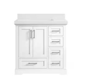 Photo 1 of *PHOTO FOR REFERENCE** Boston 36 in. W x 22 in. D x 36 in. H Single Sink Bath Vanity Center in White with 