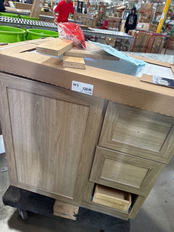 Photo 2 of *DAMAGE DOOR DRAWER** Project Source Davies 30-in Sandstone Single Sink Bathroom Vanity with White Cultured Marble Top