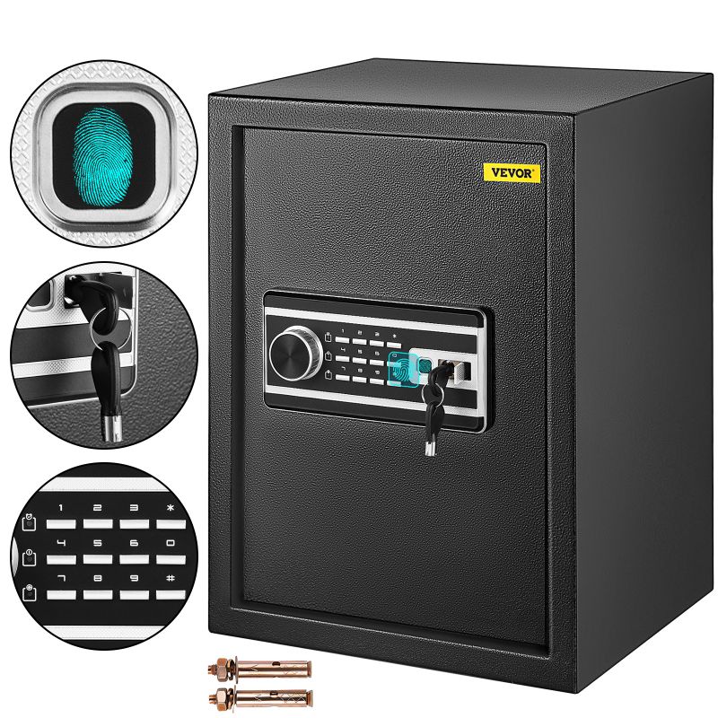 Photo 1 of *PHOTO FOR REFERENCE** VEVOR Safe Box, 2.1 CU.FT Fingerprint Safe Box for Money w/ 2 Keys & Digital Keypad, Q235 Steel Safe Box for Storing Cash, Jewelry, Pistols, Documents, Watches in Home & Office & Hotel