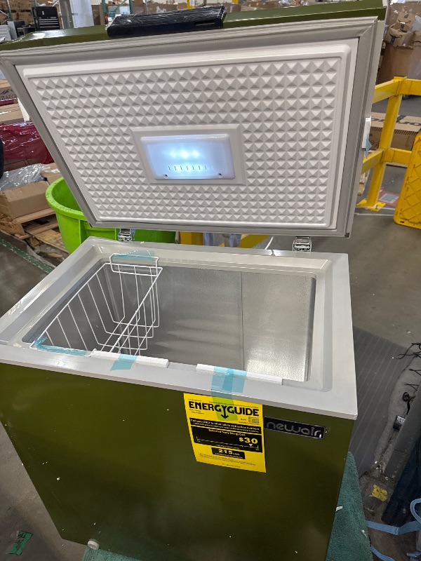 Photo 2 of *GETS COLD** Newair 5 Cu. Ft. Chest Freezer with Removable Basket, Quiet Deep Freezer, Digital Temperature Control, Top Open Door Alarm, Fast Freeze Mode, Mini Freezer, Garage Storage, Olive Green