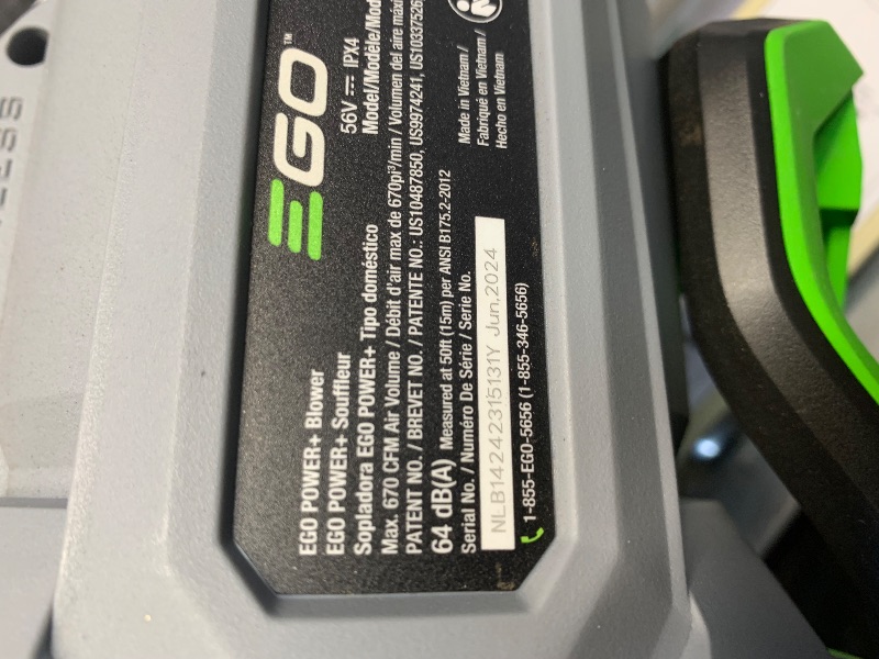 Photo 2 of ***NOT FUNCTIONAL - SEE COMMENTS***
EGO Power+ LB6700 670 CFM 180 MPH 56V Lithium-Ion Cordless Electric Variable-Speed Blower