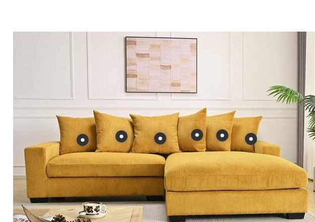 Photo 1 of ***PartsOnly***Payan 102 in. Square Arm 2-Piece Polyester L-Shaped Sectional Sofa in Yellow with Chaise