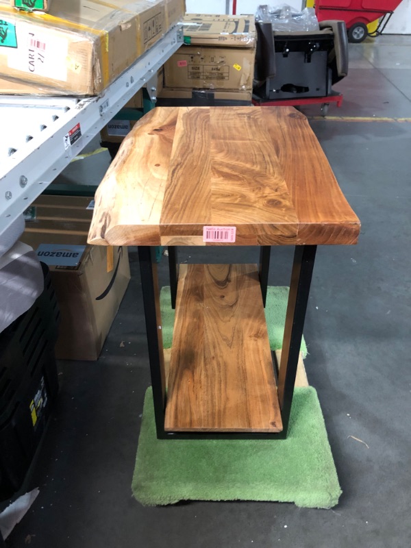 Photo 2 of ***USED - DAMAGED - SEE PICTURES - NO PACKAGING***
Alaterre Furniture Alpine Acacia Wood Live Edge Natural Side Table with Black Metal Legs for Living Room, Bedroom, Office & Décor, Includes Floor Protectors, Assembly Required, 27" W x 17" D x 27" H