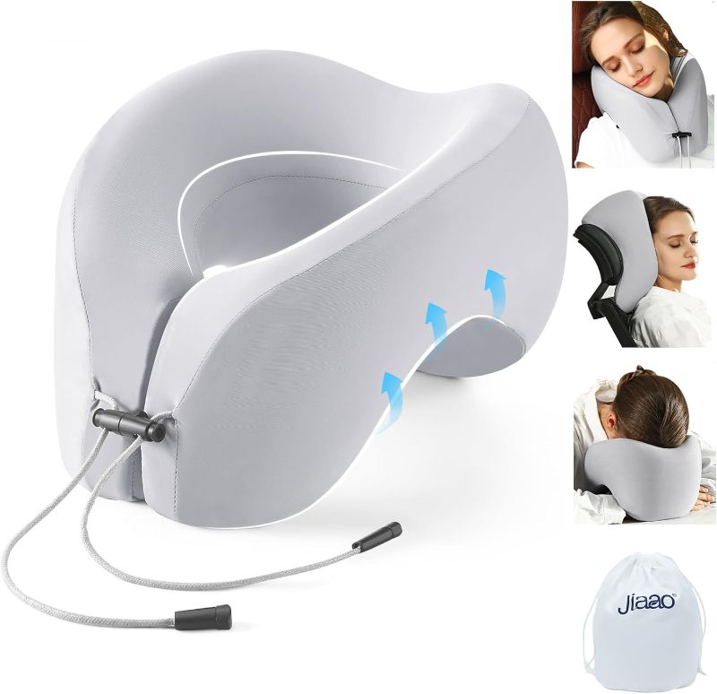 Photo 1 of 2-in-1 Travel Neck Pillow, Advanced Neck Support for Long Flights, Portable Drawstring Bag, U Shape Memory Foam Pillows for Traveling, Car, Home
