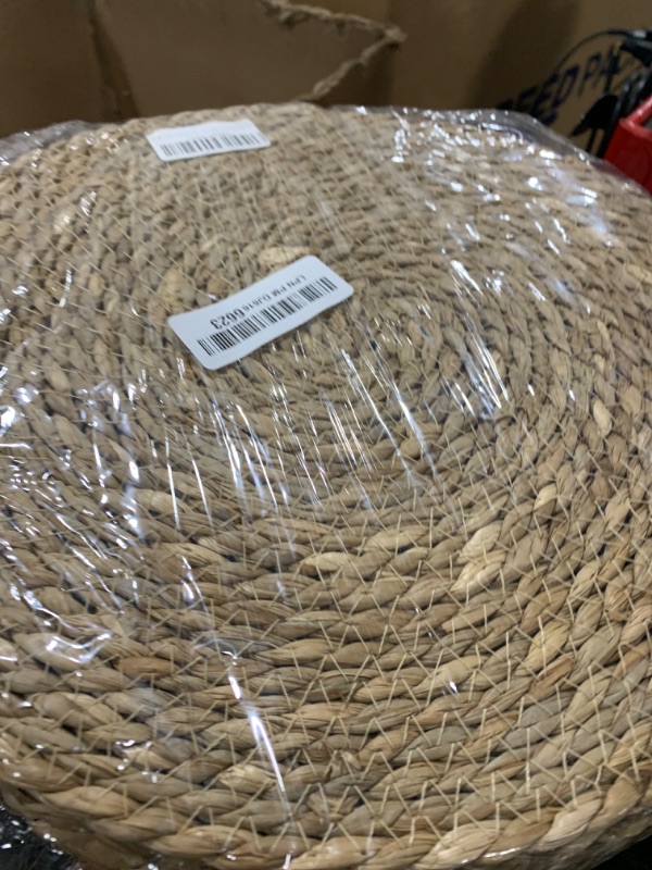 Photo 2 of 13 in Round Woven Placemats Plate Chargers Set of 10, Boho Farmhouse Rustic Woven Place Mats for Dining Table Decor, Rattan Wicker Table Mats Jute Braided Chargers for Dinner Plates