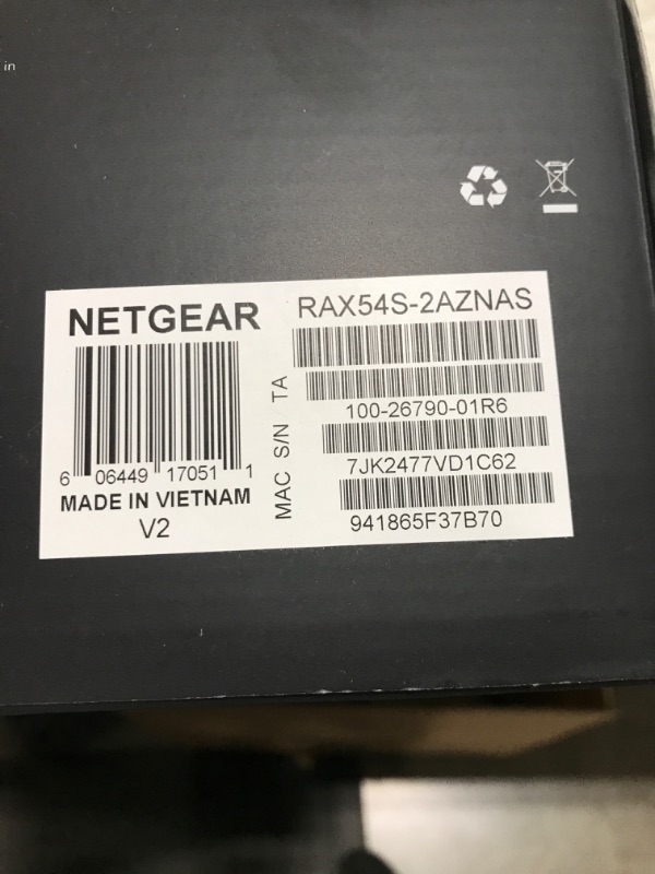 Photo 2 of NETGEAR Nighthawk WiFi 6 Router (RAX54S) AX5400 5.4Gbps Wireless Speed – Dual-Band Gigabit Router – Covers 2