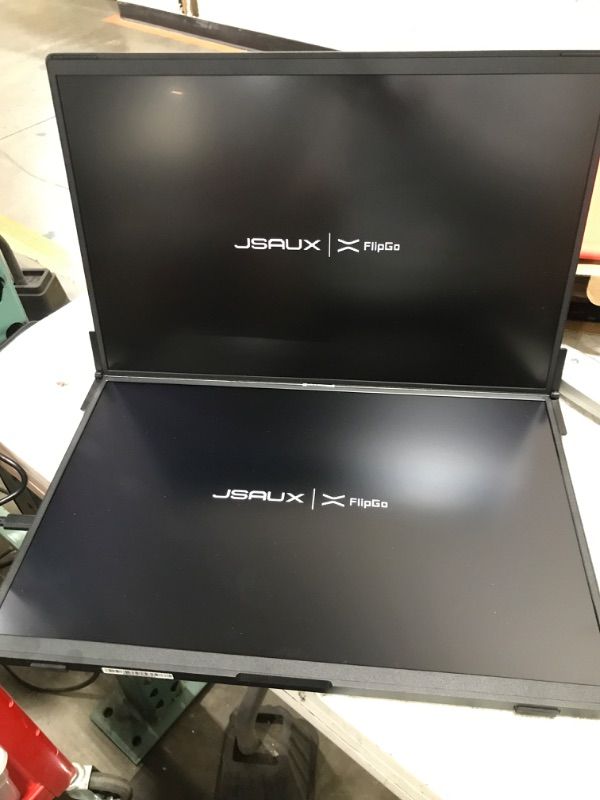 Photo 2 of JSAUX FlipGo 16" Pro 2.5K Dual Screen Portable Monitor, Triple Laptop Screen Extender | DisplayLink | HiDPI | One Cable to Dual IPS Screen | Built-in HUB | Magnetic Design for Windows, Linux, MacOS