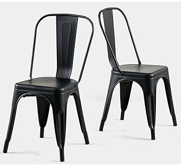 Photo 1 of Black Metal Dining Chairs 2 pack