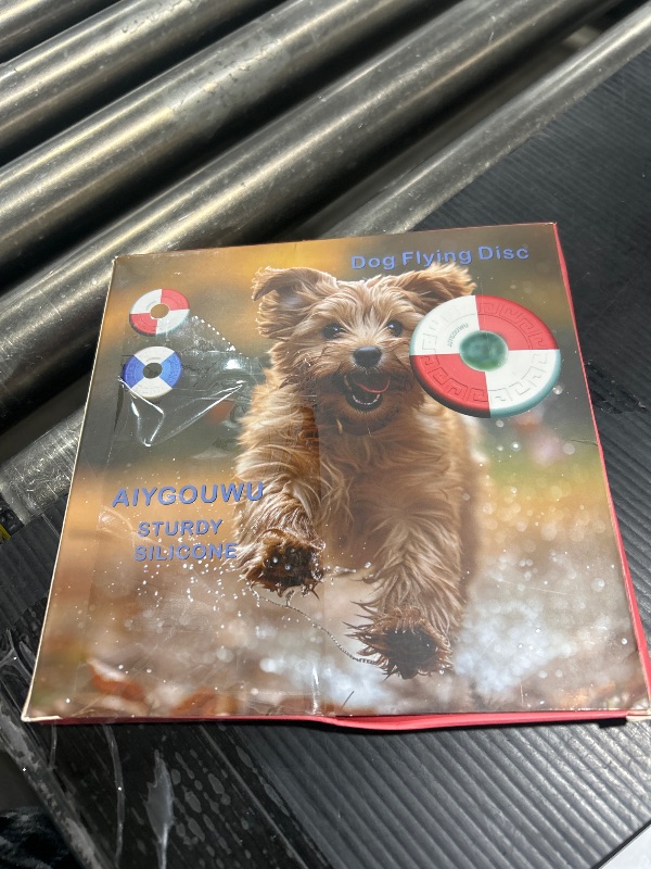 Photo 1 of AIYGOUWU Dog Flying Discs,Silicone Flyer Dog Toy,Soft,Lightweight,Nice to chew on,Put Cloth in Middle for Durability,7 Inch for Small/Medium Dogs (red and White, Small)