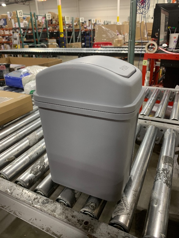 Photo 2 of 1.8 Gallon Plastic Trash Can with Lid, Small Garbage Bin, Light Grey