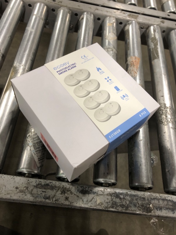 Photo 1 of Ecoey  Alarm Fire Detector, Battery Included Photoelectric Smoke Detector with Test Button and Low Battery Signal, Small Fire Alarm for Home, Bedroom FJ136GB, 8 Packs