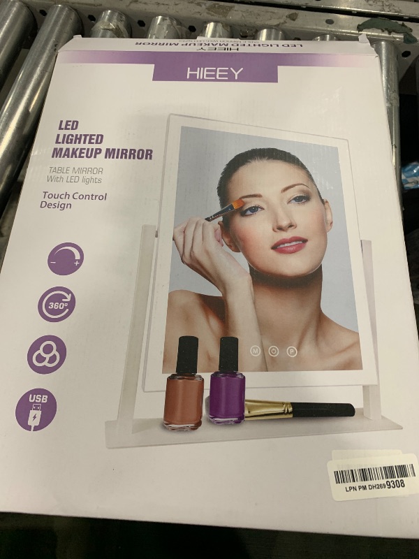 Photo 1 of HIEEY Lighted Makeup Mirror, Hollywood Vanity Mirror with Lights, Three Color Lighting Modes, and 5X Magnification Mirror, Smart Touch Control, 360°Rotation (17.3in,White,Gift Box)