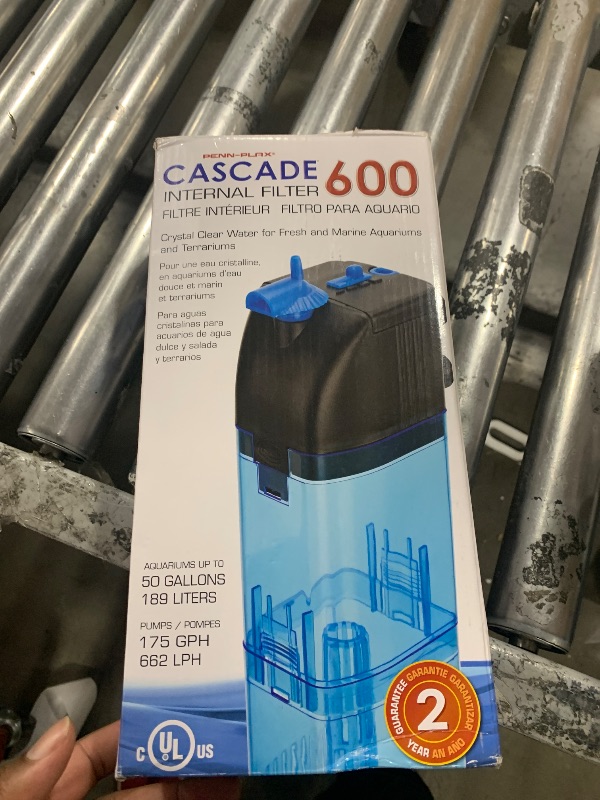 Photo 1 of Penn-Plax Cascade 600 Fully Submersible Internal Filter – Provides Physical, Biological, and Chemical Filtration for Aquariums and Turtle Tanks