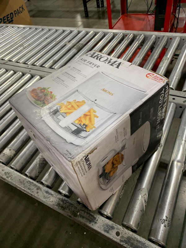 Photo 1 of AROMA® Glass Air Fryer and Countertop Convection Oven with Powerful 360Crispy™ Technology (3 Quart), White