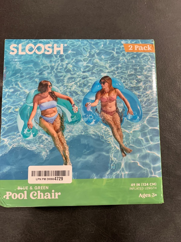 Photo 2 of SLOOSH Inflatable Pool Floats Adult,2 Pack Pool Chairs with Cup Holders,Pure Blow up Floats Chair,Hammock Noodle Mat for Relaxing Summer Water Fun Swimming Party Beach,Blue,Green