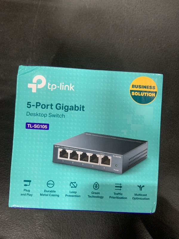 Photo 1 of TP-Link TL-SG105, 5 Port Gigabit Unmanaged Ethernet Switch, Network Hub, Ethernet Splitter, Plug & Play, Fanless Metal Design, Shielded Ports, Traffic Optimization,Navy Blue