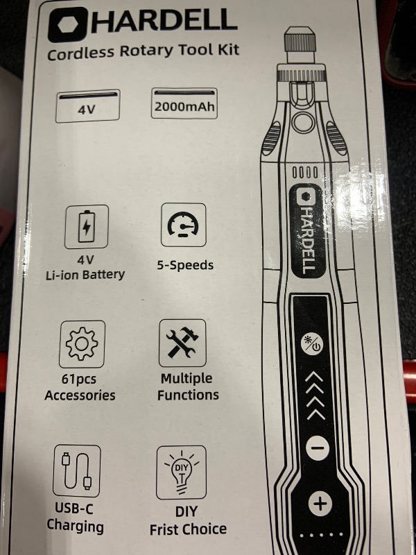 Photo 2 of HARDELL Mini Cordless Rotary Tool, 5-Speed and USB Charging Rotary Tool Kit with 69 Accessories, Multi-Purpose 3.7V Power Rotary Tool for Sanding, Polishing, Drilling, Etching, Engraving, DIY Crafts