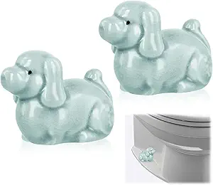 Photo 1 of 2pcs Ceramic Toilet Bolt Covers, Cute Dog Toilet Bolt Covers Decorative Smooth Toilet Bolt Caps Bathroom Decor Easy to Install Toilet Screw Cover Caps for Hotel Kitchen Bedroom