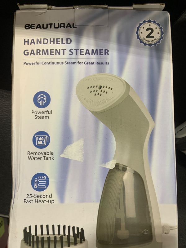 Photo 2 of BEAUTURAL Steamer for Clothes, Travel Handheld Clothing Steamer for Garments, 25-Second Fast Heat-up, Portable and Compact Design, Removes Wrinkles from Fabrics (Only for 120V)