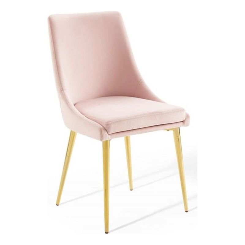 Photo 1 of Modway Viscount Modern Accent Performance Velvet Dining Chair, Pink