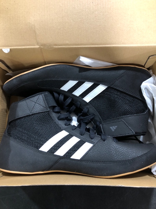 Photo 2 of adidas Men's HVC Wrestling Shoes, Black/White/Iron Metallic, 10