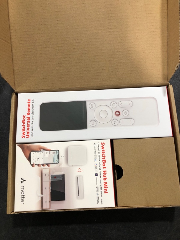 Photo 1 of SwitchBot Universal Remote Control with Hub Mini Matter Enabled, Multi-use Smart Remote with Customize App, Control 25 IR/Bluetooth Devices and 10 Scenes, Compatible with TV/AC/SwitchBot BLE Devices