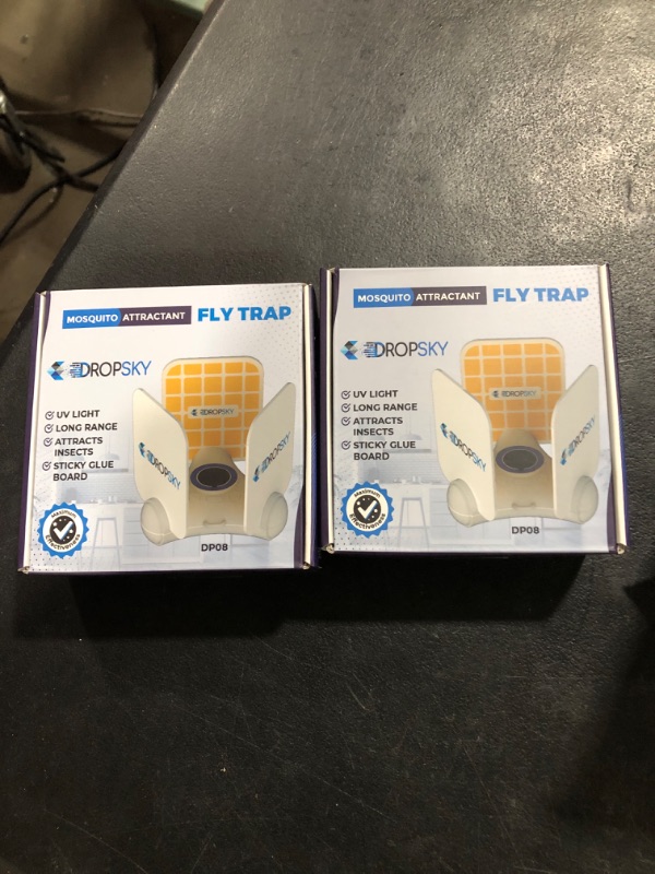 Photo 2 of Dropsky 360 Portable Flying Insect Trap, Gnat Traps for House Indoor & Outdoor- Higher Coverage Blue Light Fly Trap- Get Rid of Flies- Safe for Pets & Kids- 2 Traps + 6 Glue Cards+ USB+Cable Charger?