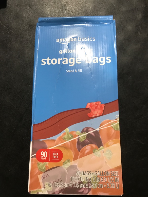 Photo 1 of Amazon Basics Slider Gallon Food Storage Bags, Stand & Fill, 90 Count