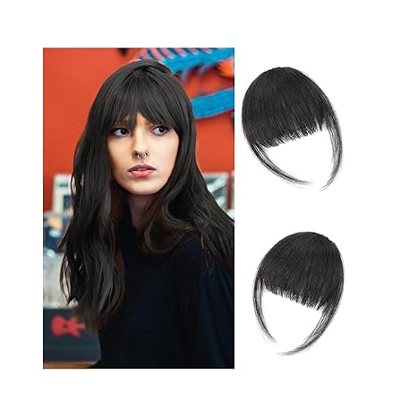 Photo 1 of 100% Human Hair Pieces Clip In Bangs for Women,Glueless Wigs Lace Front Wigs Human Hair Pre Plucked Pre Cut,Clip On Hair Pieces for Women (medium)