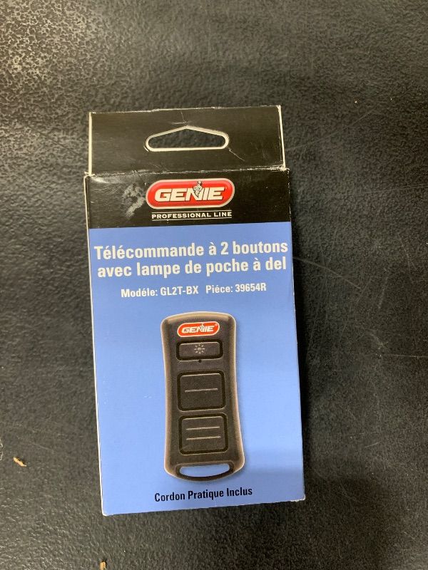 Photo 2 of Genie, GL2T-BX 2-Button Garage Door remote Opener W/LED FLASHLIGHT W/ Lanyard, Similar size like the 3-Button Model G3T-R remote (Newest Remote Control)