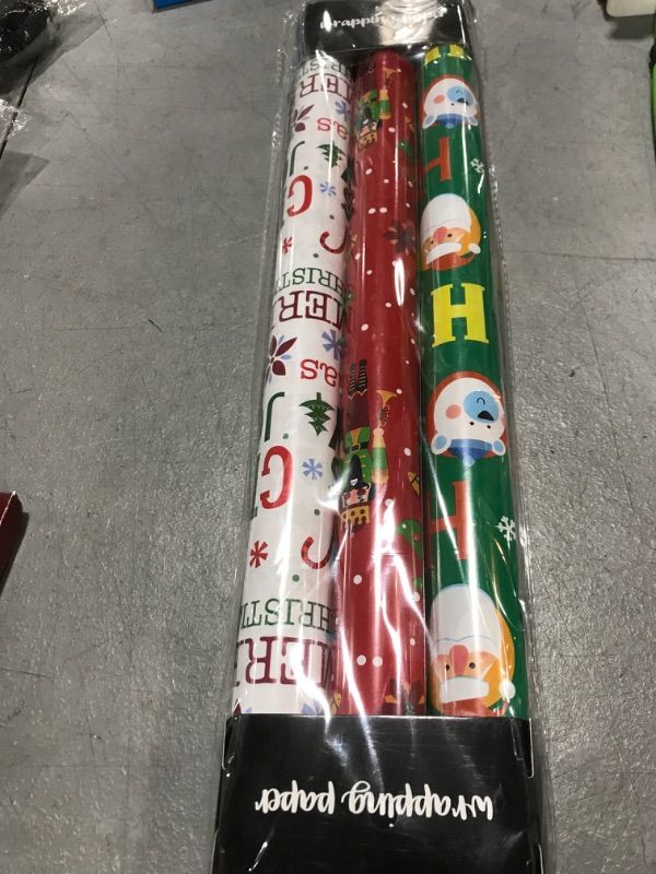 Photo 1 of Afucus Christmas wrapping paper, Snowflake, HO Santa Claus laugh theme, cute mini gift wrapping paper rolls for Christmas, parties (17 Inch X 120 Inch)