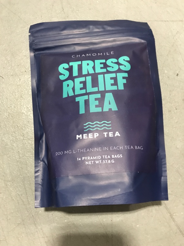 Photo 2 of Meep Tea Chamomile Stress Relief Tea with 200MG L Theanine - Deep Calming Relaxation Bed Time Sleepy Soothing Pyramid Large Tea Bags - Caffine Free