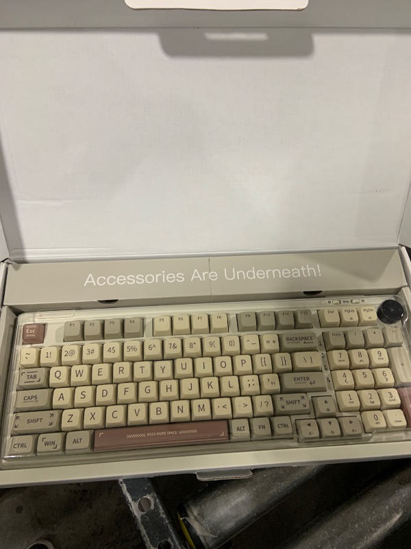 Photo 1 of EPOMAKER RT100 Mechanical Keyboard, Retro Gaming Keyboard with Display Screen, BT5.0/2.4G/USB-C 97 Keys Gasket Custom Keyboard, Hot Swappable, NKRO, with Knob for Win/Mac (Sea Salt Silent Switch)