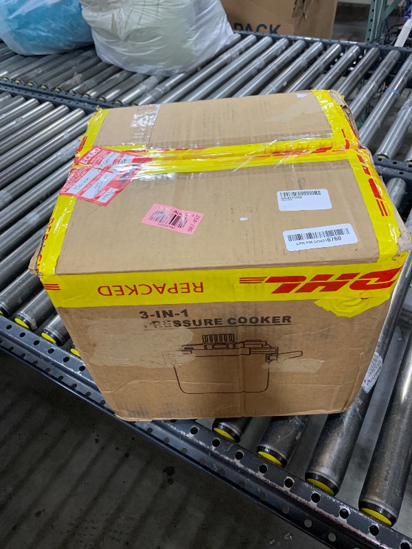 Photo 1 of 3-In-1 304 Stainless Steel Pressure Cooker 13 QT: [Explosion-Proof] [3 PSI Settings], One-Hand Locking, Induction Compatible, Glass Lid & Steamer Rack Included, Olla de Presion