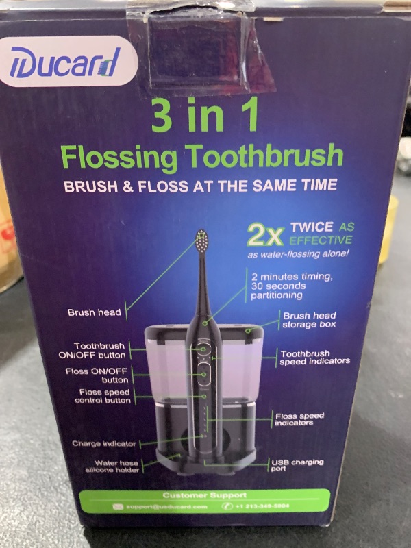 Photo 2 of Electric Toothbrush with Water Flosser,Professional Flossing Toothbrush 3 in 1 Cordless Advanced Water Dental Flosser Toothbrush Combo,Dark Black