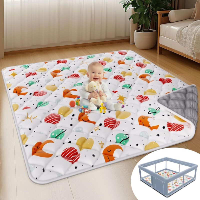 Photo 1 of Baby Play Mat, 51 x 51 Inch Play Mat Perfect for Use Baby Playpen, Foldable Baby Sponge Playmat for Floor, Portable Activity PlayMats for Babies and Toddlers, Super Soft&Warm, Machine-Washable
