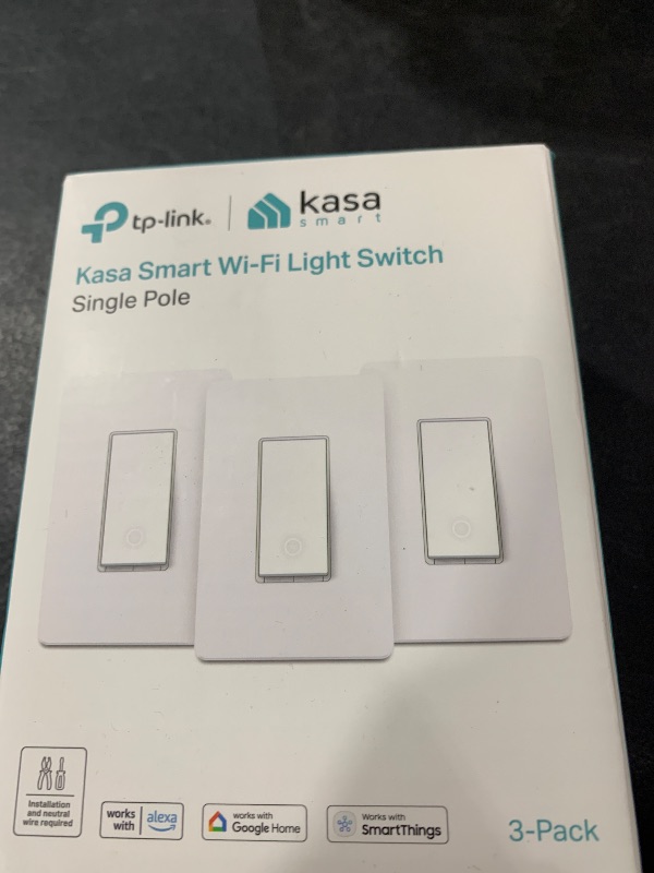 Photo 2 of Kasa Smart Light Switch HS200P3, Single Pole, Needs Neutral Wire, 2.4GHz Wi-Fi Light Switch Works with Alexa and Google Home, UL Certified, No Hub Required, 3 Count -Pack of 1 , White