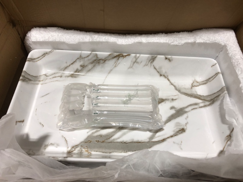 Photo 1 of Tysun Vessel Sink Rectangular - 24'' x 14'' Modern Bathroom Rectangle Above Counter White Porcelain Ceramic Vessel Vanity Sink Art Basin with Pop-Up Drain