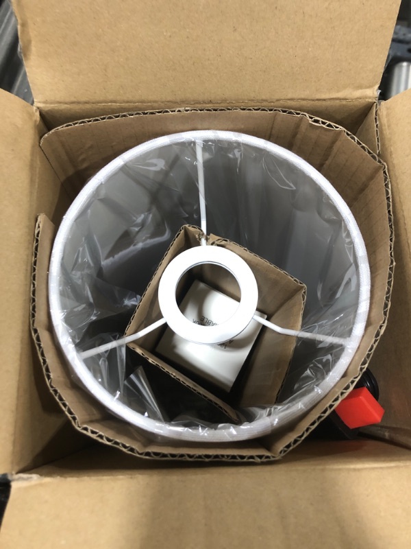 Photo 1 of Bedside Table Lamp, 3 Way Touch Control Table Lamp with Wood Grain Base, Dimmable Nightstand Lamp with White Shade, Simple Night Light for Bedroom Living Room Home Office, LED Bulb Included